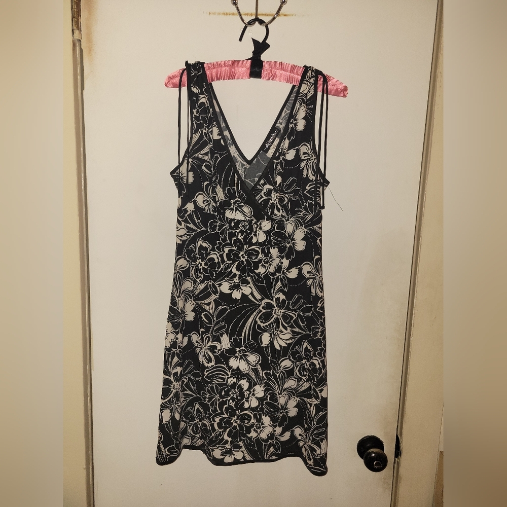 Floral Black and White Dress